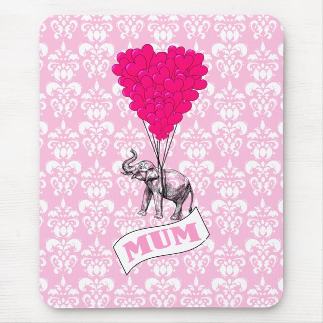 Mum with pink elephant mouse pad (Front)