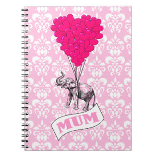 Mum with pink elephant notebook