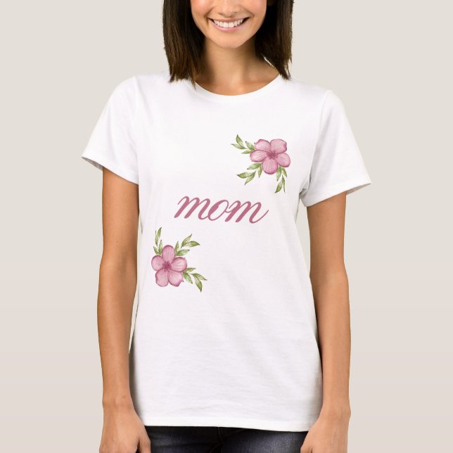 Mum with Pink Flowers Women's Basic T-Shirt (Front)