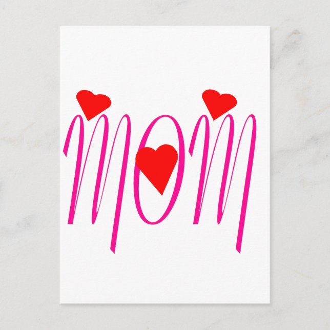 Mum with Red Hearts Postcard (Front)