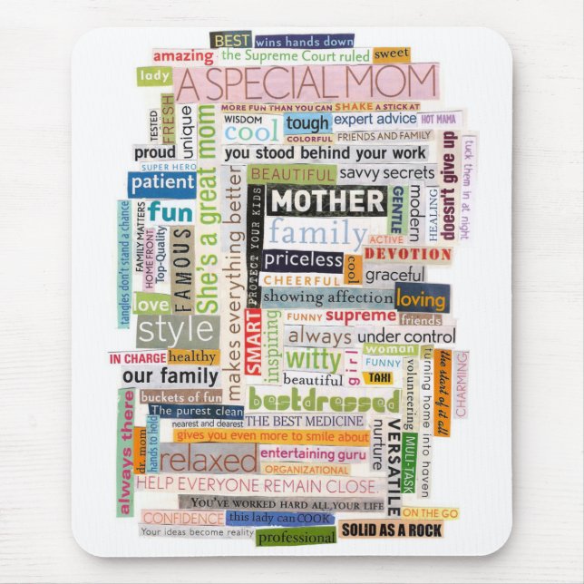 Mum Word Collage Mousepad (Front)