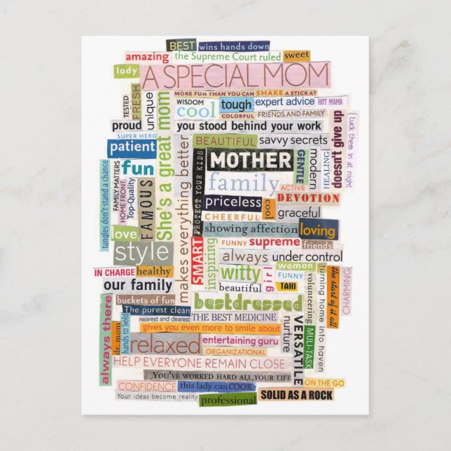Mum Word Collage Postcard (Front)