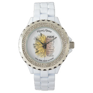 Mum Words Personalised Names Dahlia Flower  Watch
