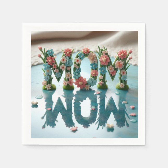 Mum Wow Ornate Floral Napkin (Front)