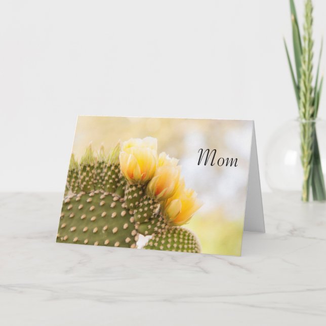 Mum Yellow cactus flowers Card (Front)