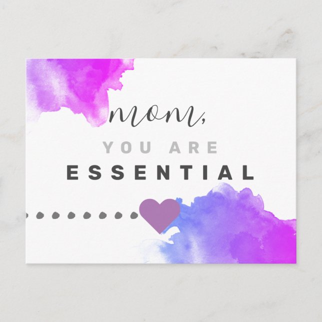 Mum, you are essential with purple postcard (Front)
