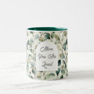 Mum, You Are Loved Green Botanical  Two-Tone Coffee Mug