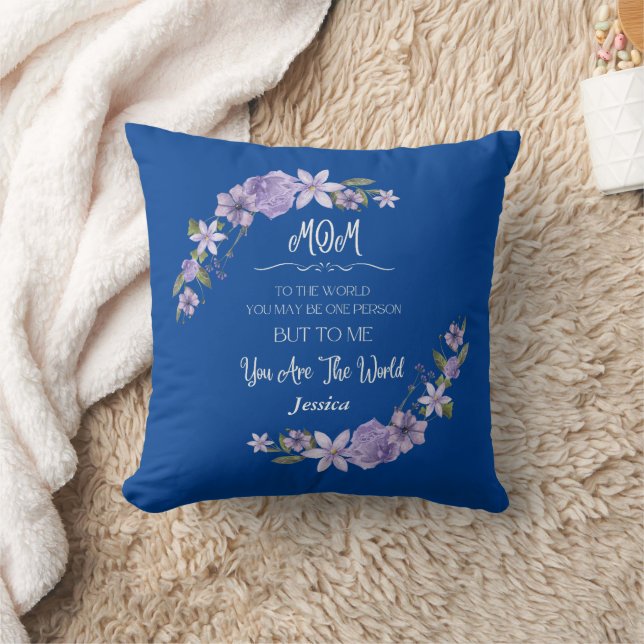 Mum You Are The World Custom Name Throw Pillow (Blanket)