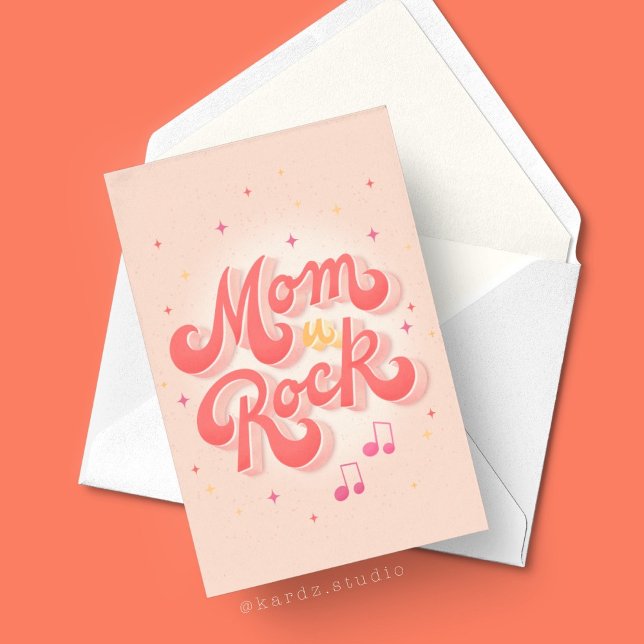 Mum You Rock Happy Mothers Day Card (The image shows a 5x7 inch card. Personalize with your message inside.)