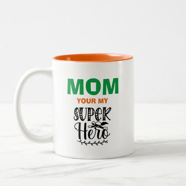 Mum Your My Superhero Two-Tone Coffee Mug (Left)