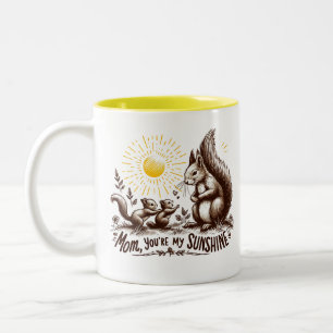 Mum, you're my sunshine Squirrel Family  Two-Tone Coffee Mug