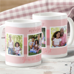 Mum You're the Best - 3 Photo Pink Brush Stroke Coffee Mug