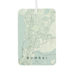 Mumbai India City Map & Custom Text Car Air Freshener