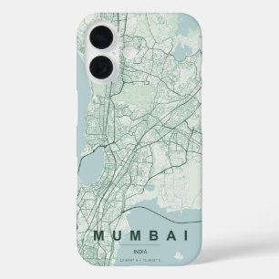 Mumbai India City Map Minimal Design iPhone 16 Case