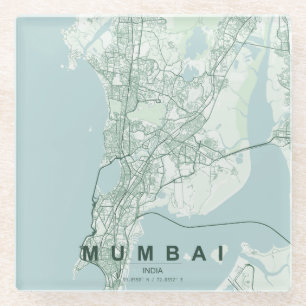 Mumbai India City Map Minimal Design Coffee Glass Coaster