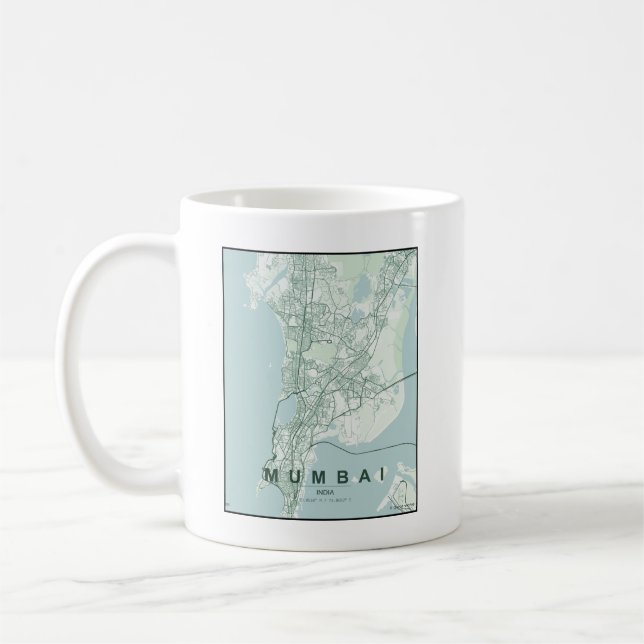Mumbai India City Map Minimal Design Coffee Mug (Left)