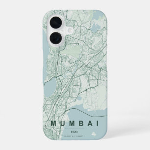 Mumbai India City Map Minimal Design iPhone 16 Case
