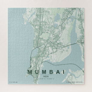 Mumbai India City Map Minimal Design Jigsaw Puzzle