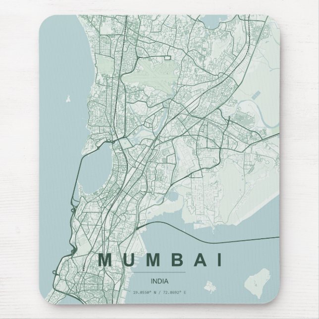 Mumbai India City Map Minimal Design Mouse Pad (Front)