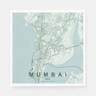 Mumbai India City Map Minimal Design Napkin