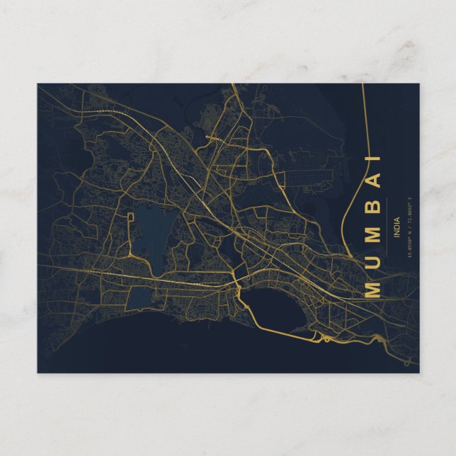 Mumbai India City Map Minimal Design Postcard (Front)
