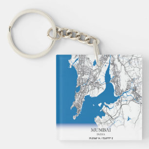 Mumbai India City Map Travel Simple Key Ring