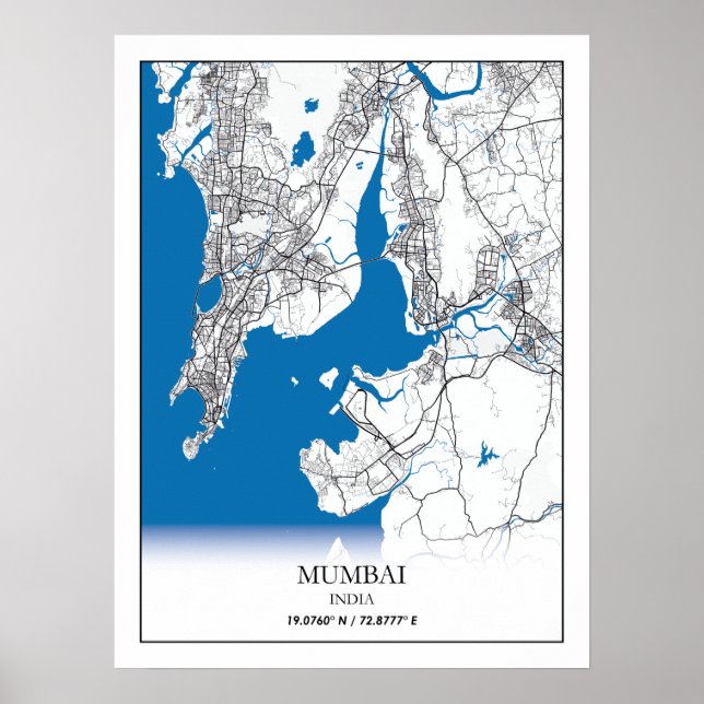 Mumbai India City Map Travel Simple Poster (Front)