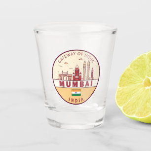 Mumbai India City Skyline Emblem Shot Glass