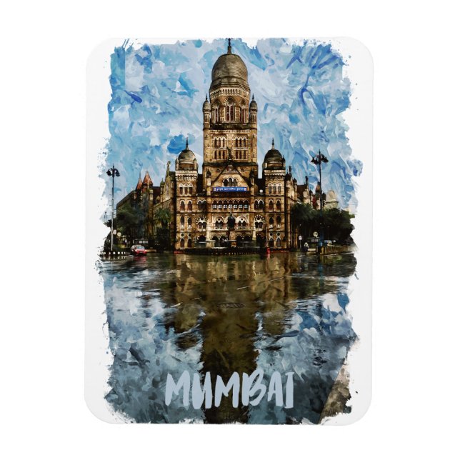 Mumbai India City View Landmark Magnet (Vertical)