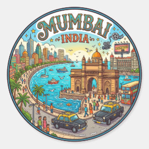 Mumbai India Classic Round Sticker
