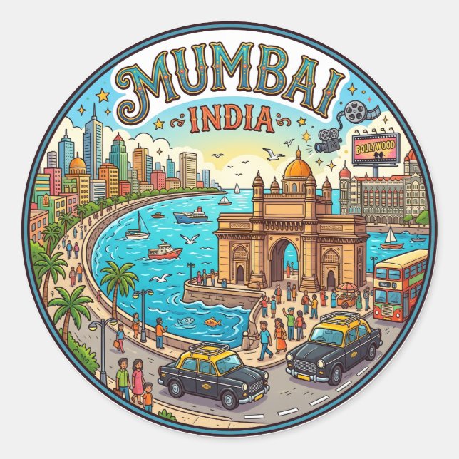 Mumbai India Classic Round Sticker (Front)