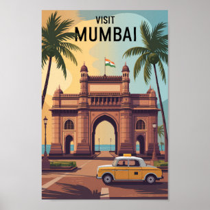 Mumbai India Gateway of India Illustration Travel Poster