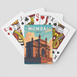 Mumbai India Illustration Travel Art Vintage Playing Cards