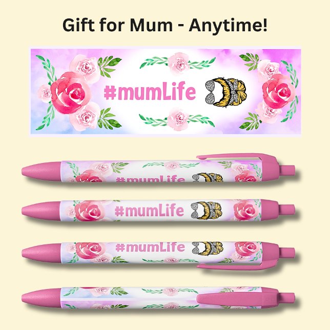 #mumLife, Mum Life, Pink Flowers, Black Ink Pen (Creator Uploaded)