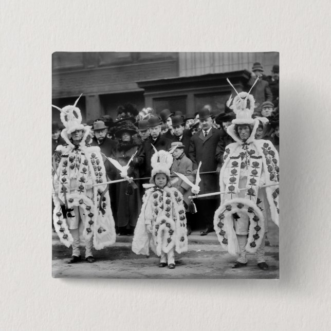 Mummers Parade, New Years Day, 1909 15 Cm Square Badge (Front)