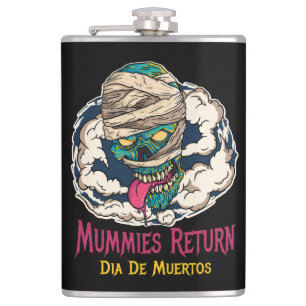 Mummies Dia De Muertos - Day of the Dead Thermal T Hip Flask