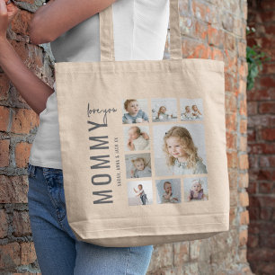Mummy 9 Photo Collage Personalised Mum Tote Bag