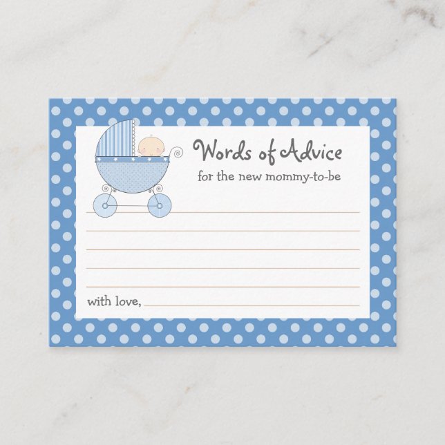 Mummy Advice Card Baby Shower Carriage | Pink (Front)