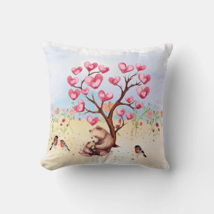 Mummy and Baby Bear Valentine's Tree  Cushion