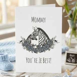Mummy and Baby Boy Zebra Happy Mother's Day Card