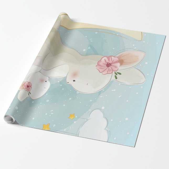 Mummy And Baby Bunny | Gift For Kids Wrapping Paper (Unrolled)