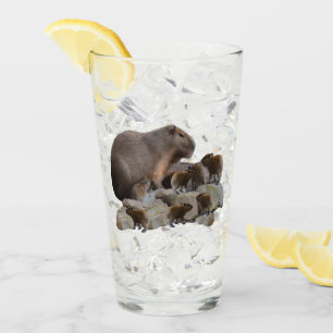 Mummy And Baby Capybaras, Glass