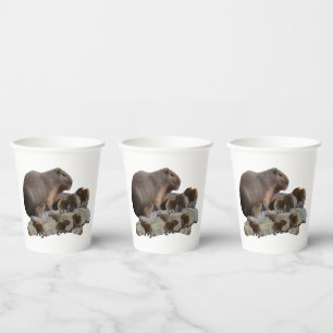 Mummy And Baby Capybaras, Paper Cups