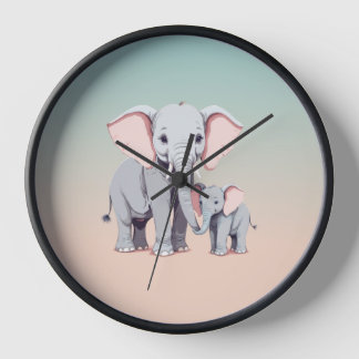 Mummy and baby elephant clock