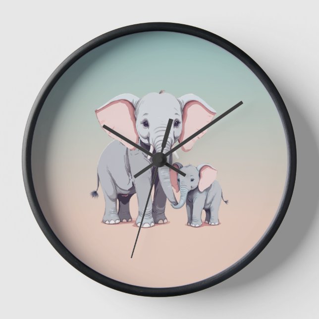 Mummy and baby elephant clock (Front)