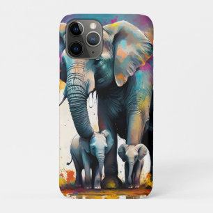 Mummy And Baby Elephants Colour Splash, iPhone 11 Pro Case