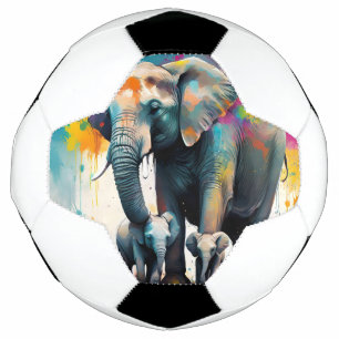 Mummy And Baby Elephants Colour Splash, Soccer Ball