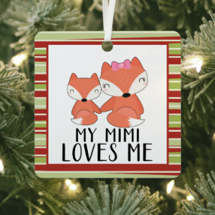 Mummy and baby FOX my mimi loves me Metal Tree Decoration