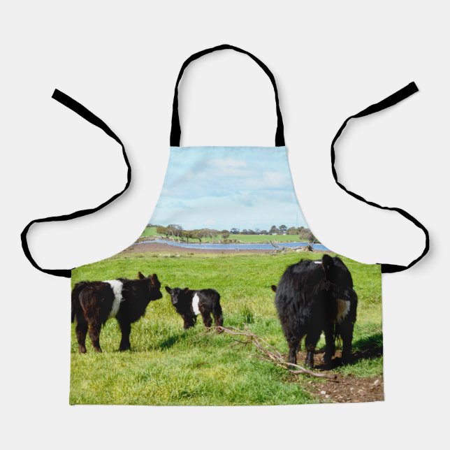 Mummy And Baby Galloway Cows, Kids Fullprint Apron (Front)