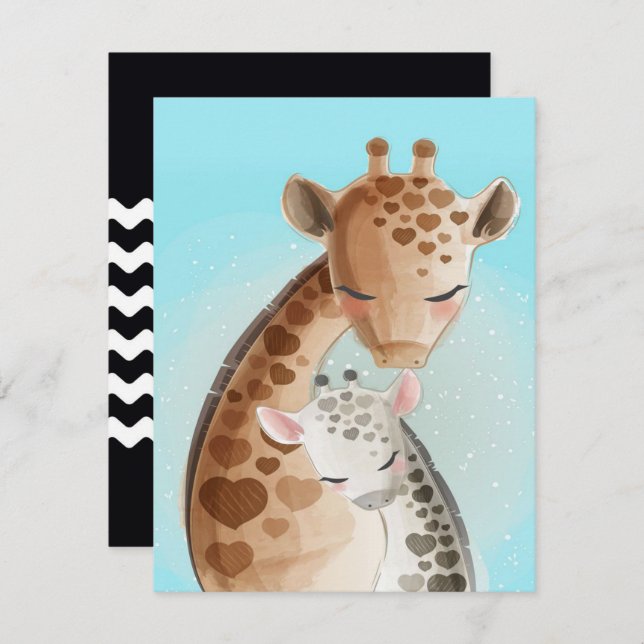 Mummy and baby giraffe| Cute gifts for Mum Invitation (Front/Back)